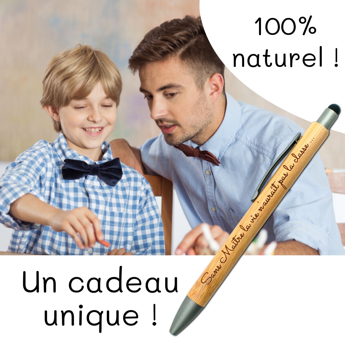 STYLO BAMBOU AVEC EMBOUT TACTILE - MAITRE - LA CLASSE