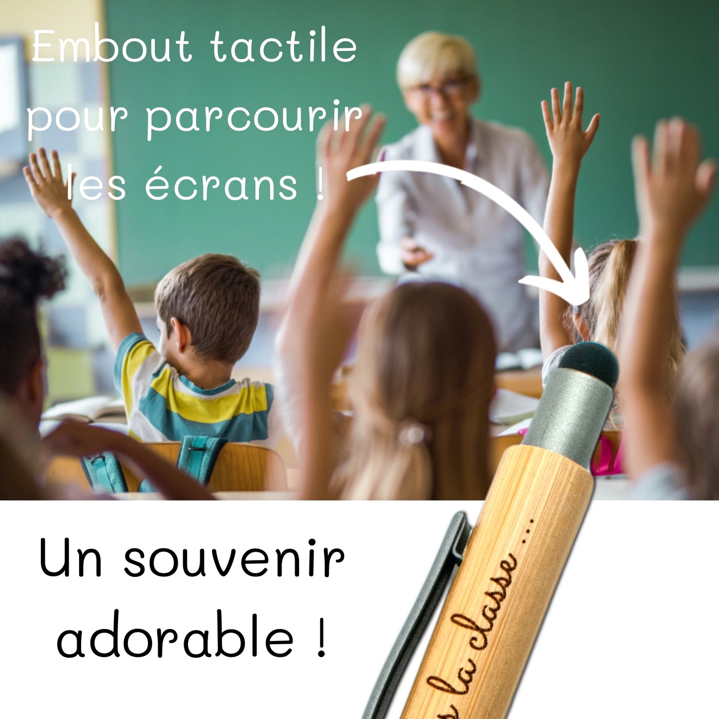 STYLO BAMBOU AVEC EMBOUT TACTILE - MAITRE - LA CLASSE