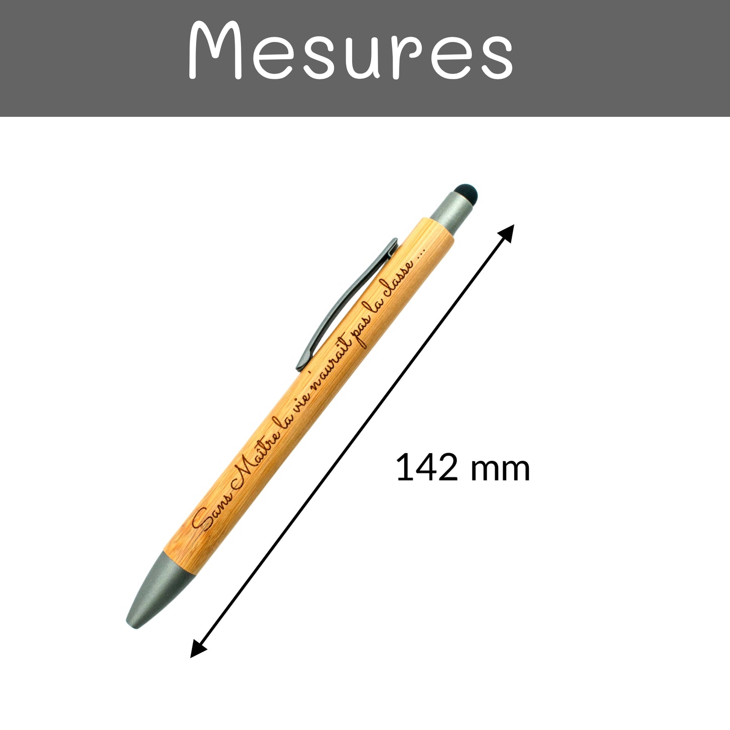 STYLO BAMBOU AVEC EMBOUT TACTILE - MAITRE - LA CLASSE