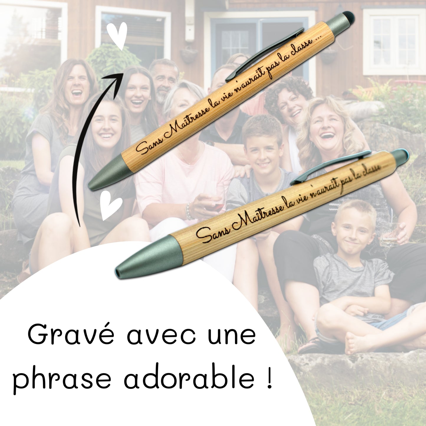 STYLO BAMBOU AVEC EMBOUT TACTILE - MAITRESSE - LA CLASSE