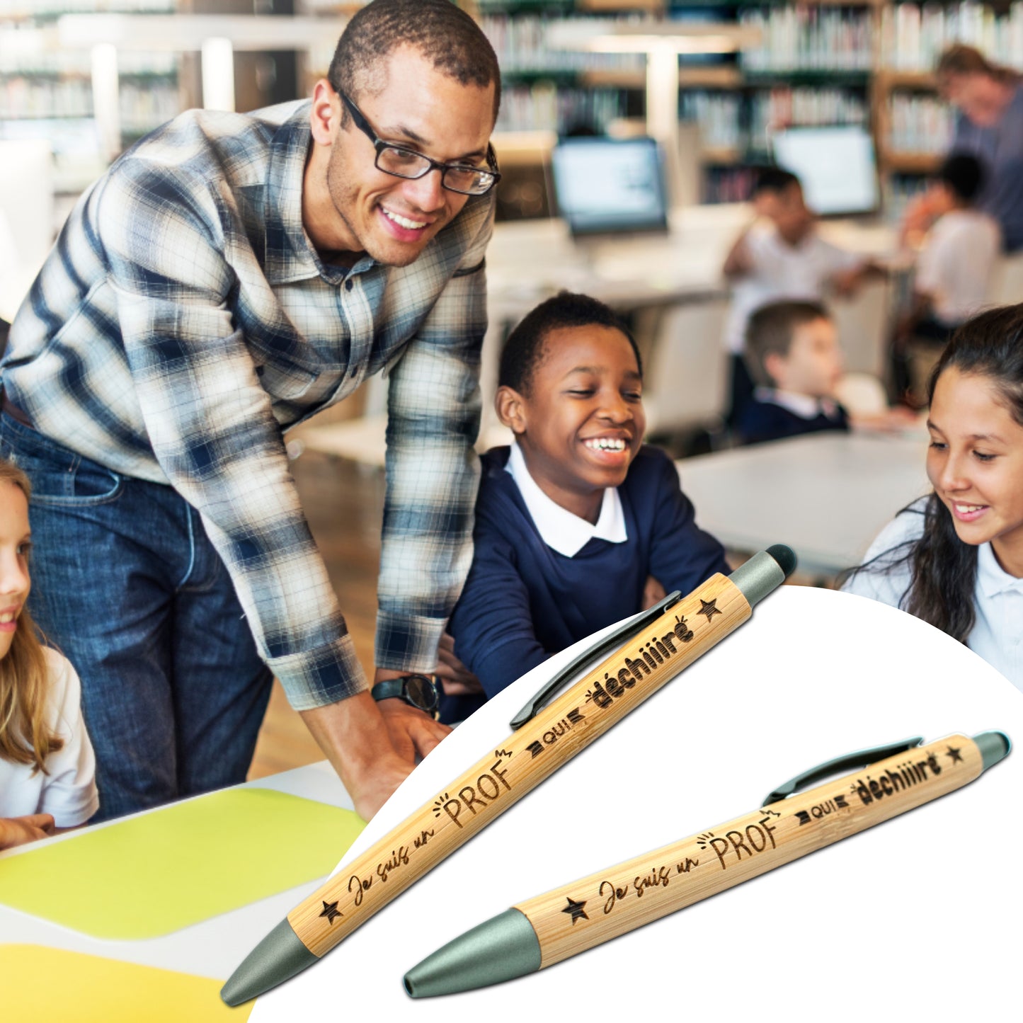STYLO BAMBOU AVEC EMBOUT TACTILE - PROF - UN PROF QUI DECHIRE