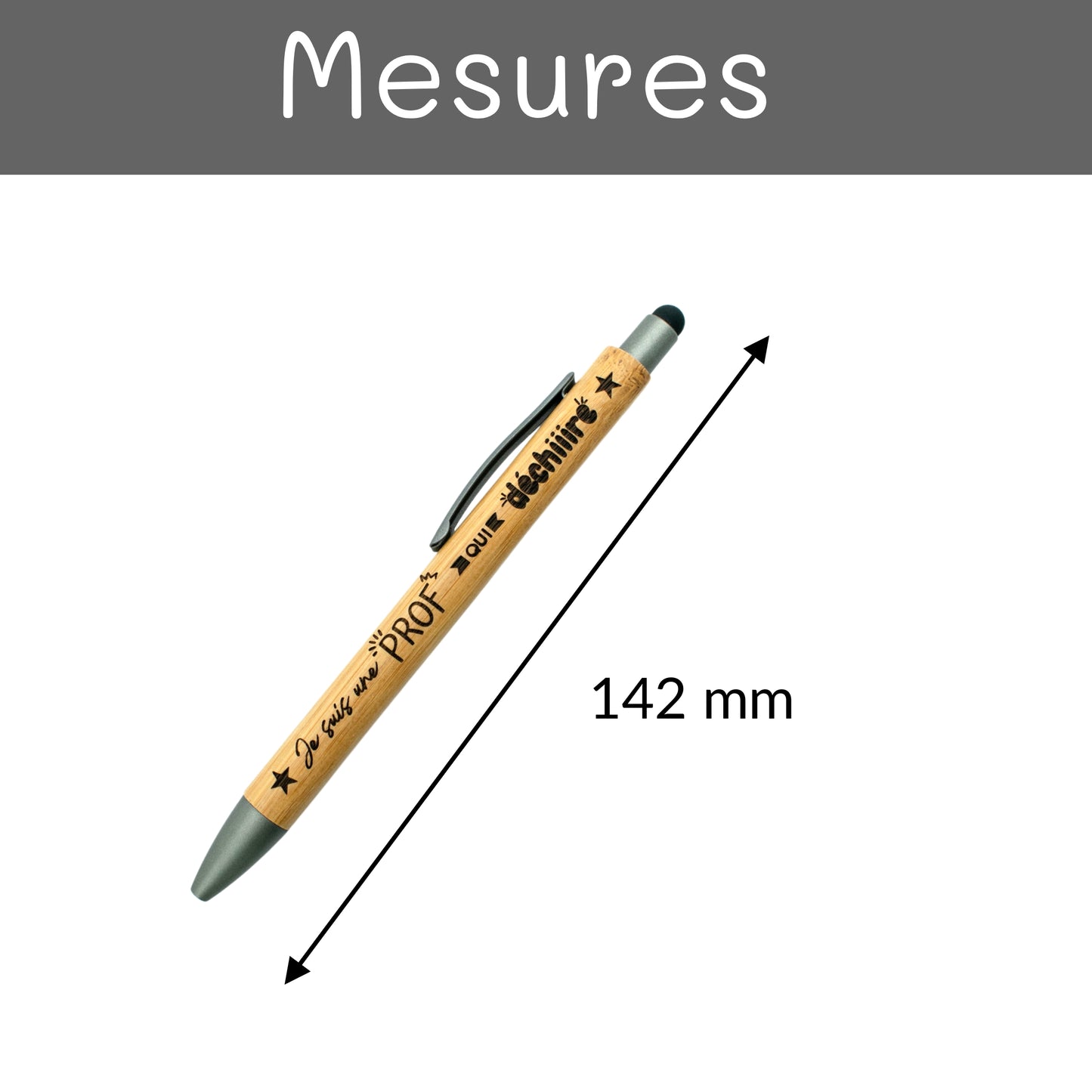 STYLO BAMBOU AVEC EMBOUT TACTILE - PROF - UNE PROF QUI DECHIRE