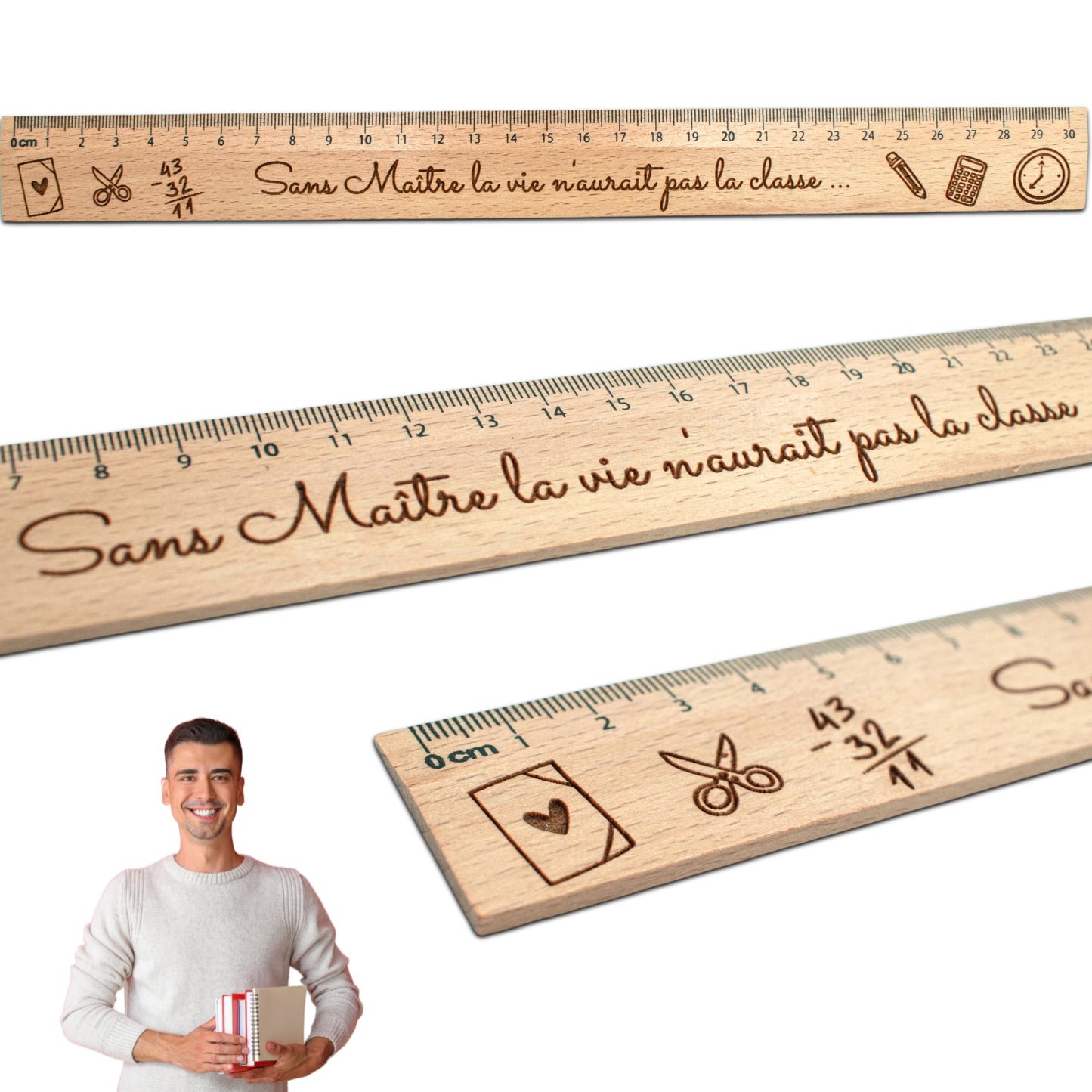 REGLE EN BOIS - 30 CM - MAITRE - LA CLASSE