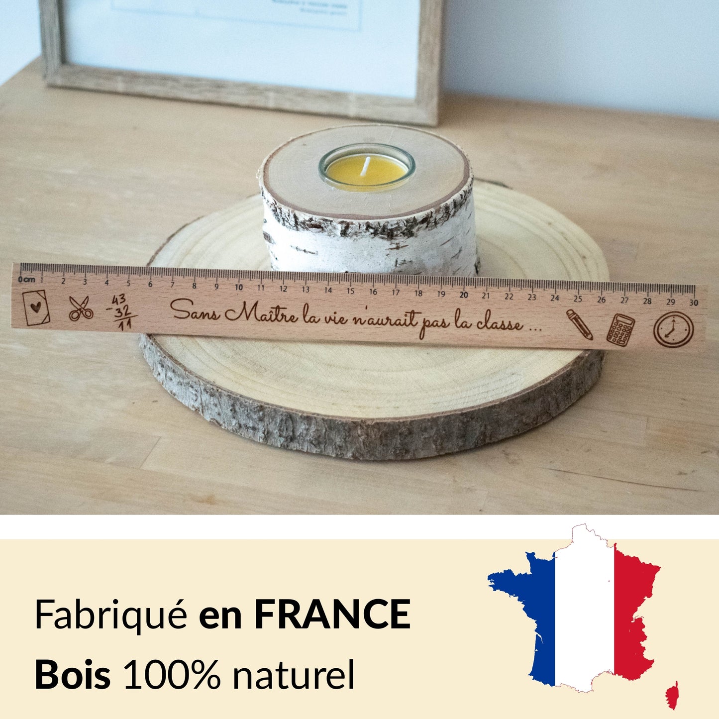 REGLE EN BOIS - 30 CM - MAITRE - LA CLASSE