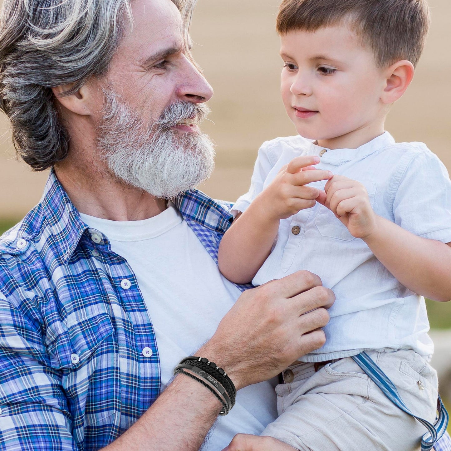 BRACELET EN CUIR NOIR ET ACIER INOXYDABLE - PAPI - PAPIDEAL