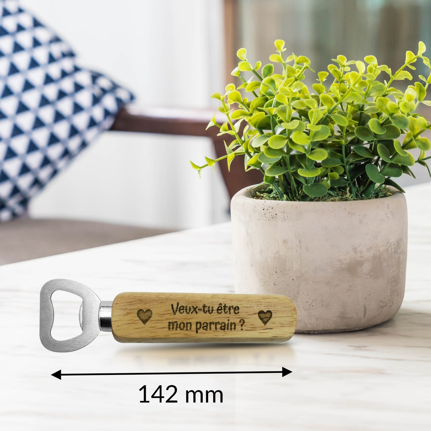 DECAPSULEUR MANCHE BOIS - PARRAIN - J'AI UNE QUESTION