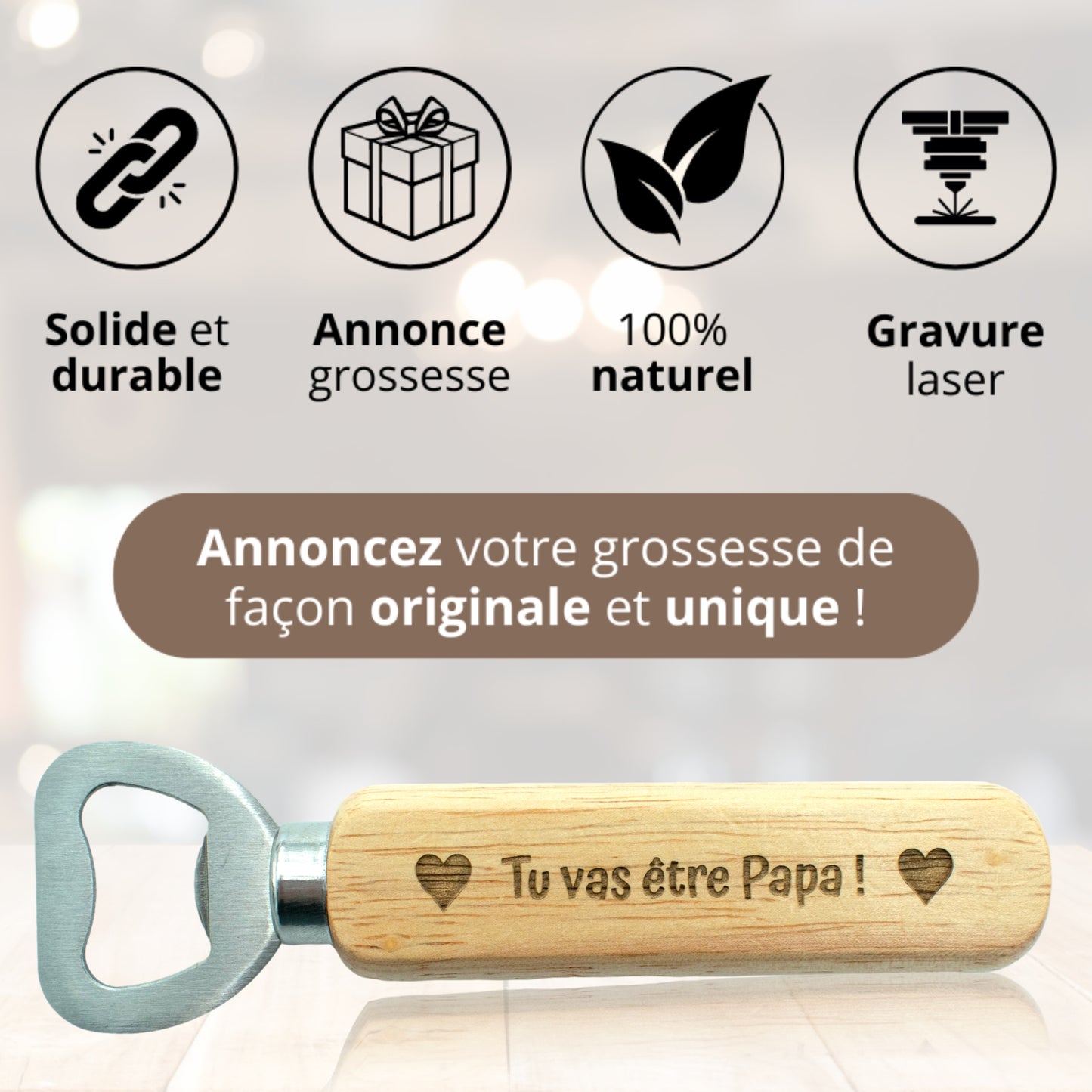 DECAPSULEUR MANCHE BOIS - PSSST - PAPA