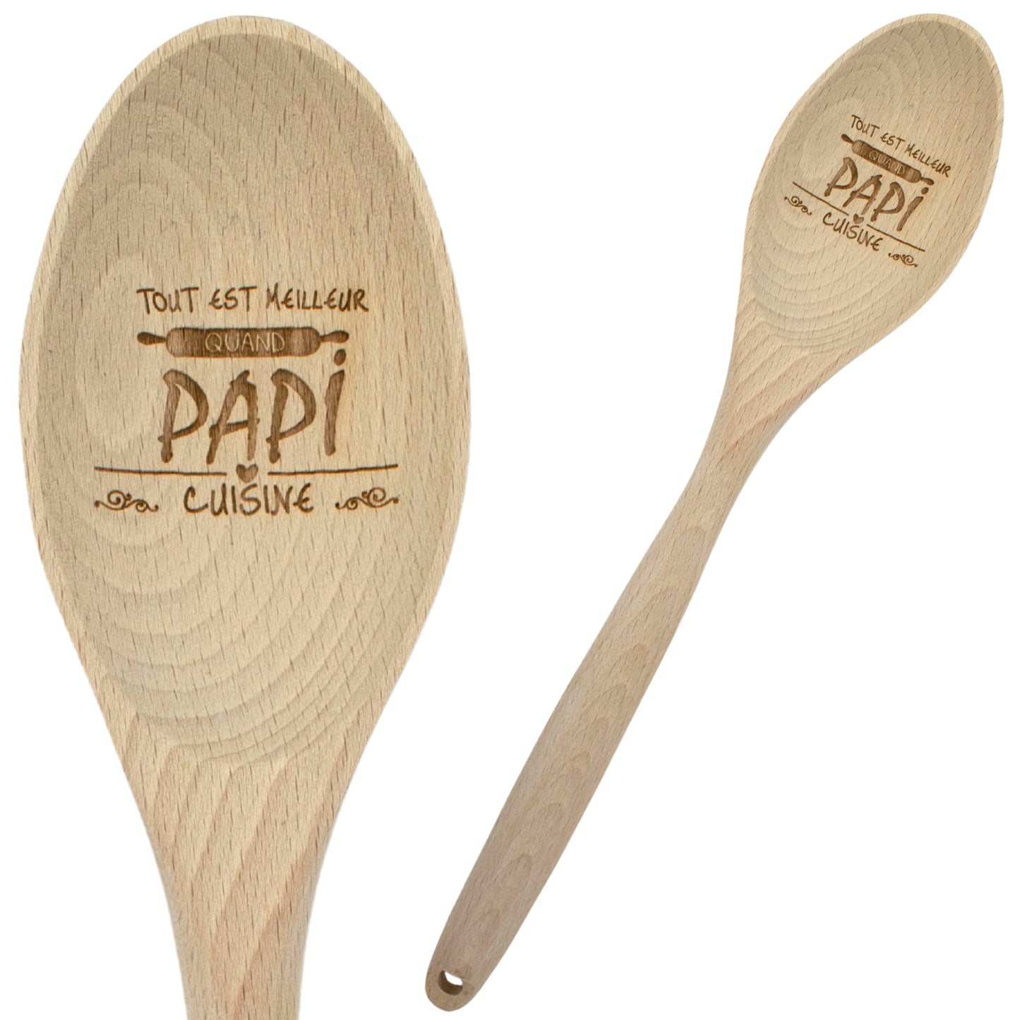 CUILLIERE EN BOIS - PAPI - TOUT EST MEILLEUR QUAND PAPI CUISINE