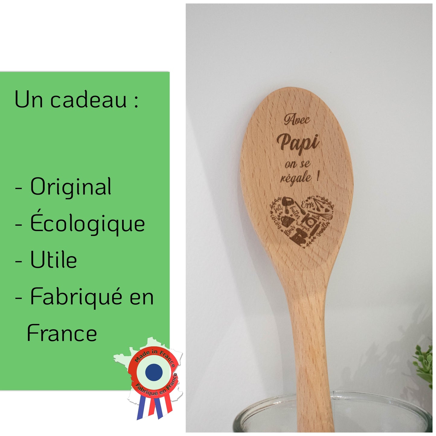 CUILLIERE EN BOIS - PAPI - AVEC PAPI ON SE REGALE