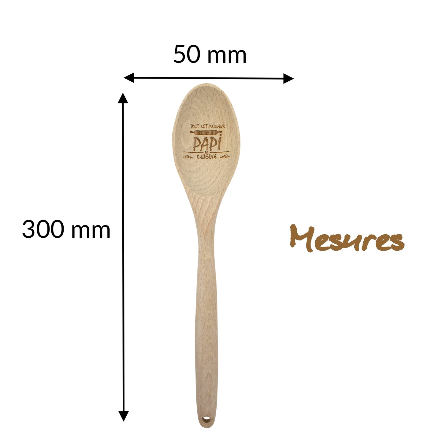 CUILLIERE EN BOIS - PAPI - TOUT EST MEILLEUR QUAND PAPI CUISINE