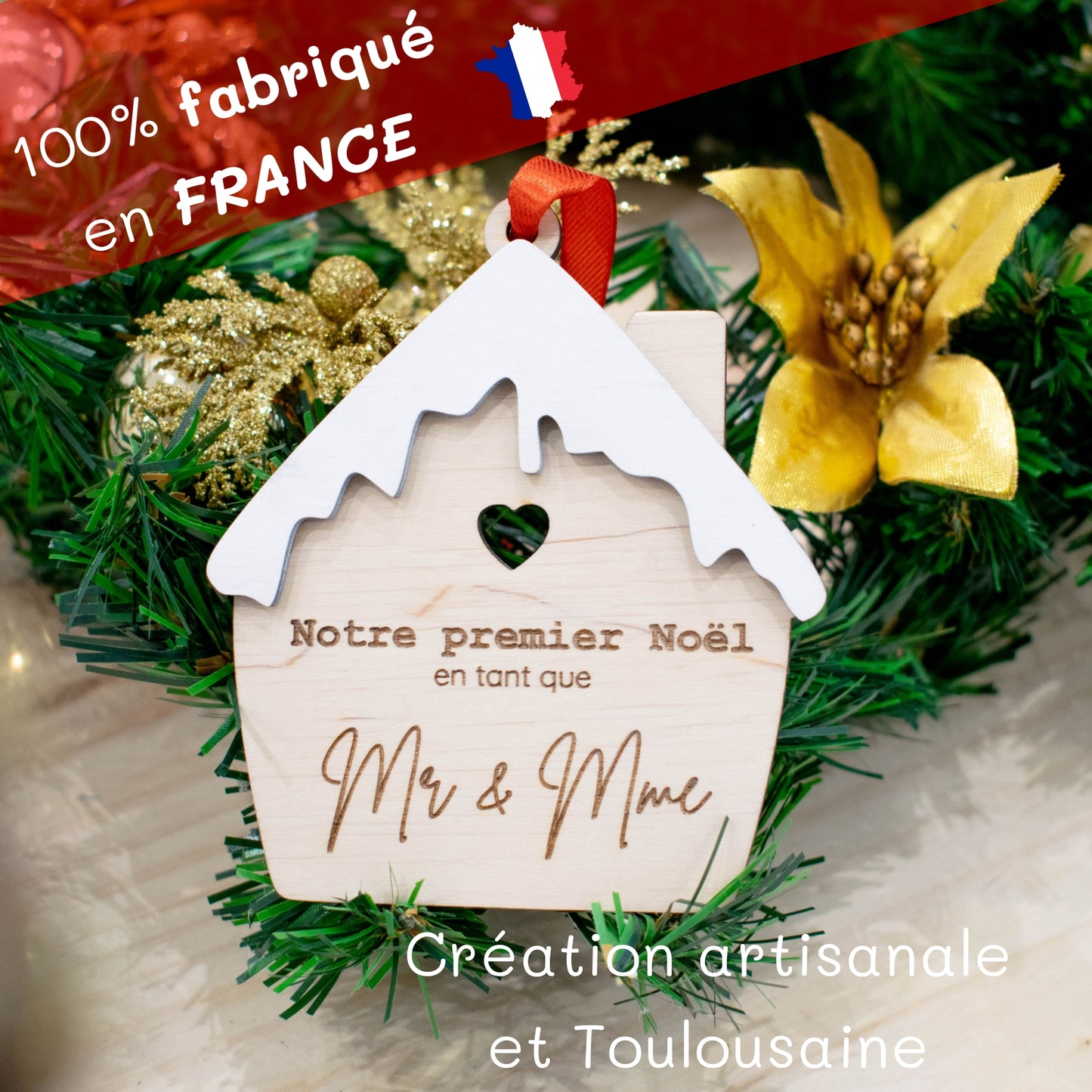 BOULE DE NOËL "MAISON" - PREMIER NOËL MR & MME