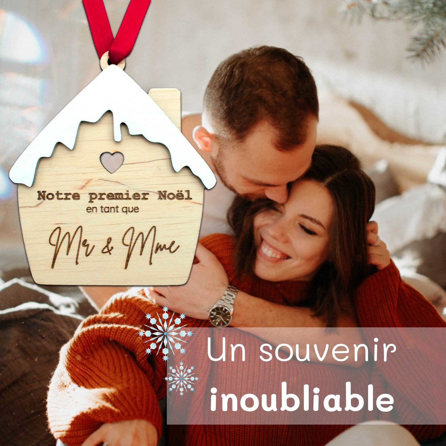 BOULE DE NOËL "MAISON" - PREMIER NOËL MR & MME