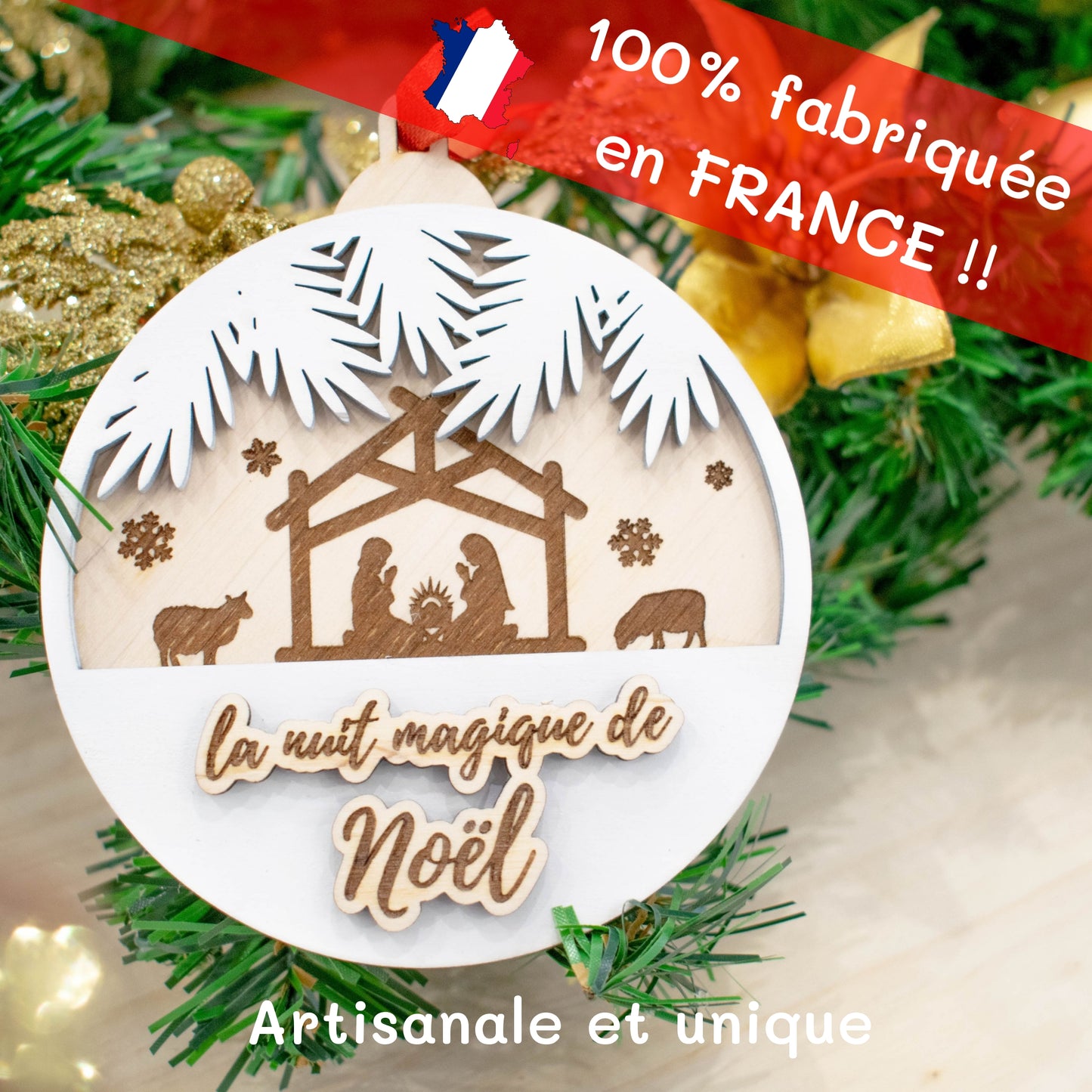 BOULE DE NOËL "CRECHE" - LA NUIT MAGIQUE DE NOËL