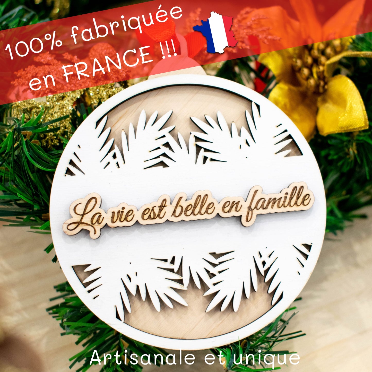 BOULE DE NOËL "FAMILLE" - LA VIE EST BELLE