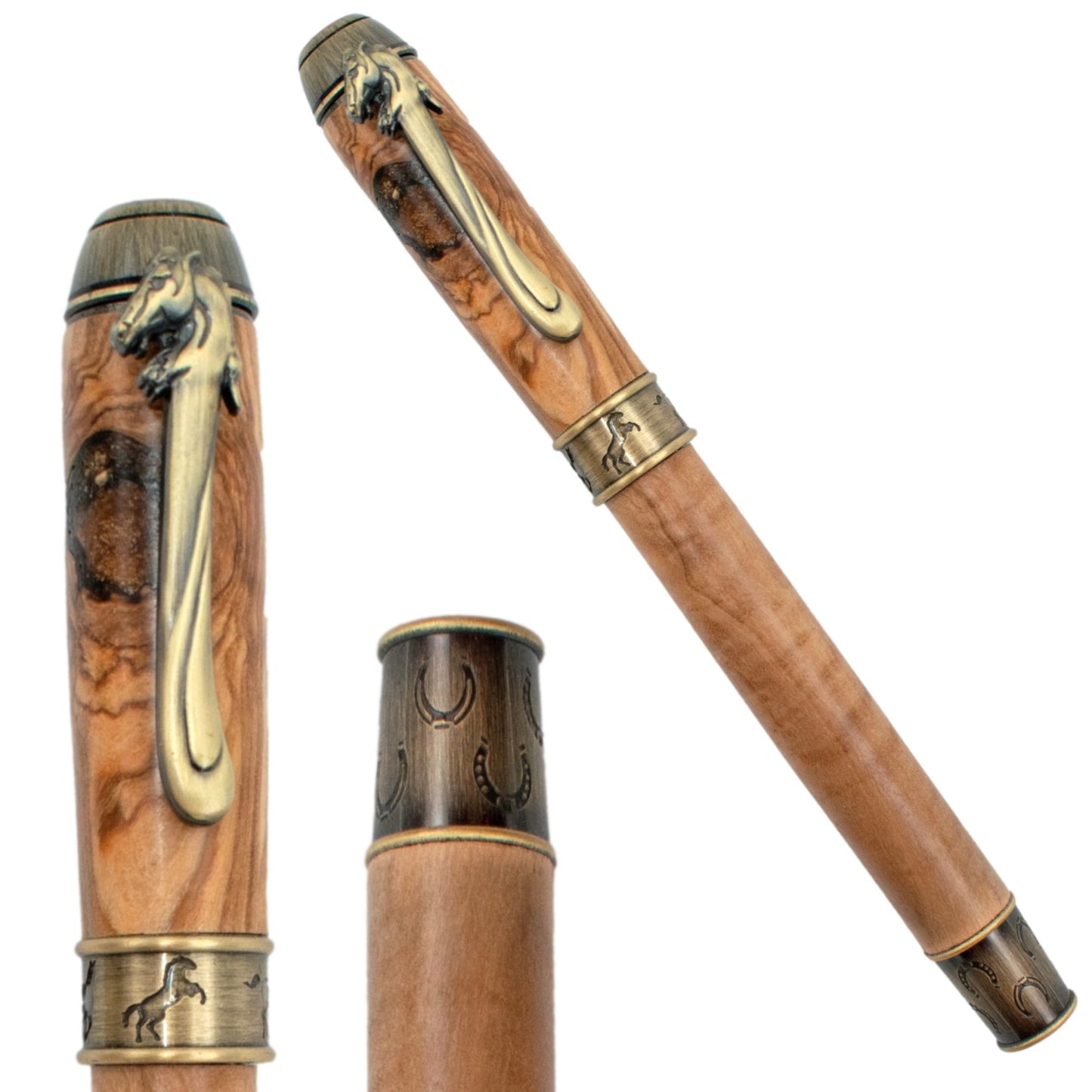 STYLO EN BOIS D'OLIVIER - MODELE CHEVAL (ROLLER)