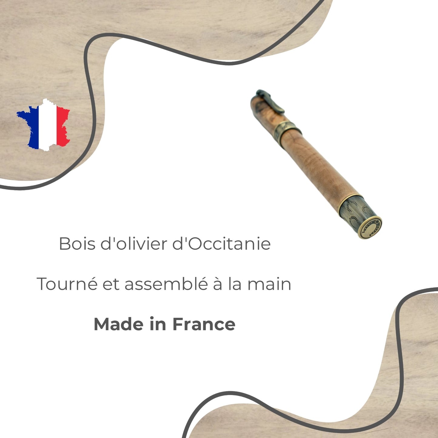 STYLO EN BOIS D'OLIVIER - MODELE CHEVAL (ROLLER)