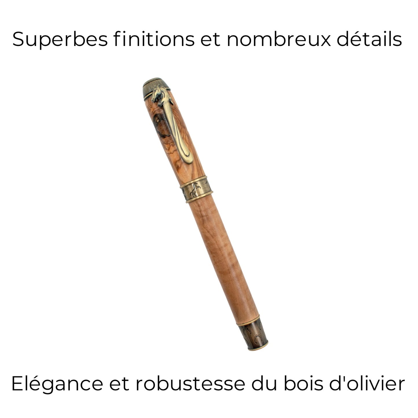STYLO EN BOIS D'OLIVIER - MODELE CHEVAL (ROLLER)