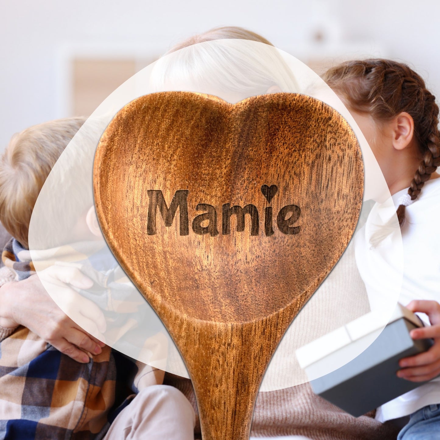 CUILLIERE COEUR EN BOIS - MAMIE