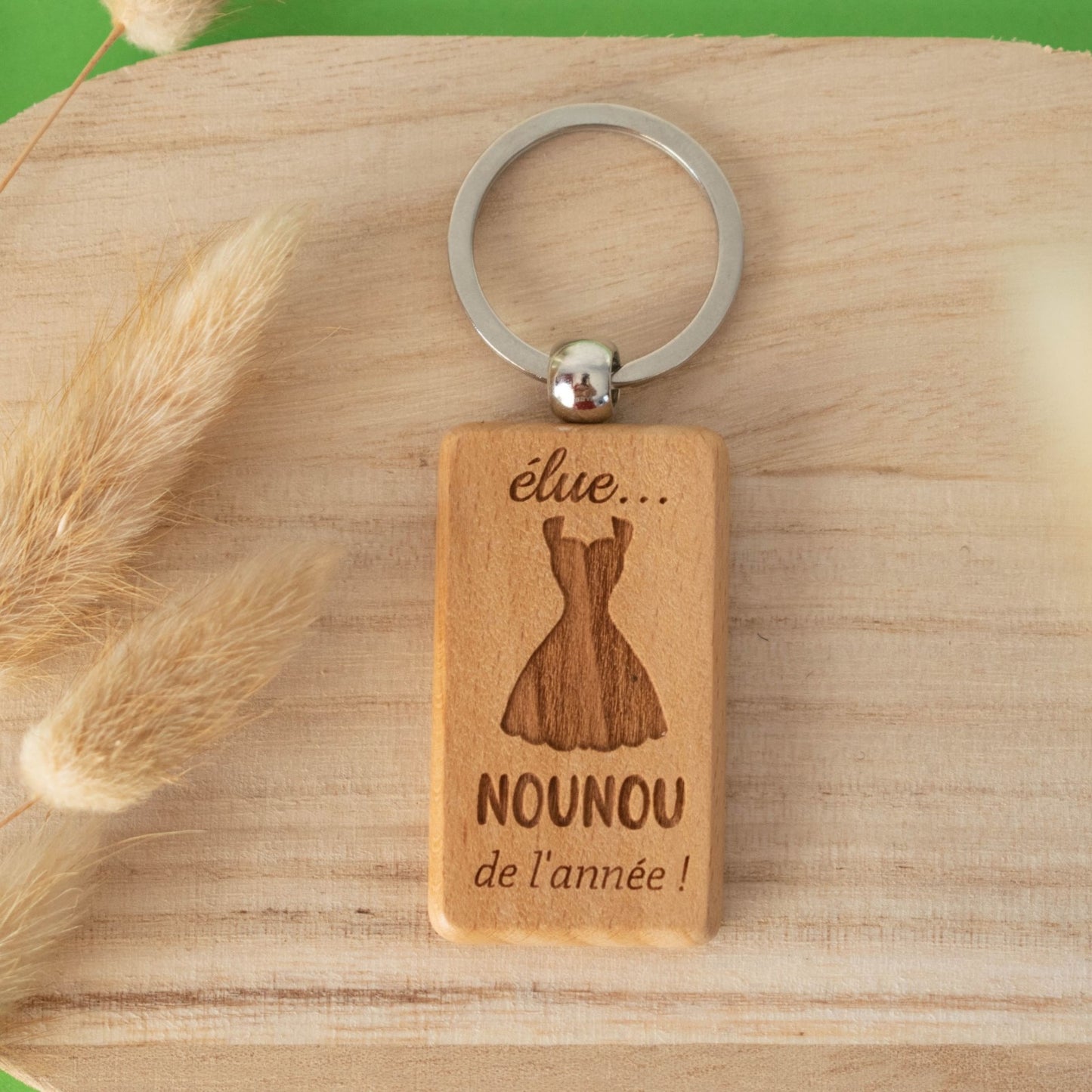 PORTE-CLEFS RECTANGLE EN BOIS - NOUNOU - ELUE