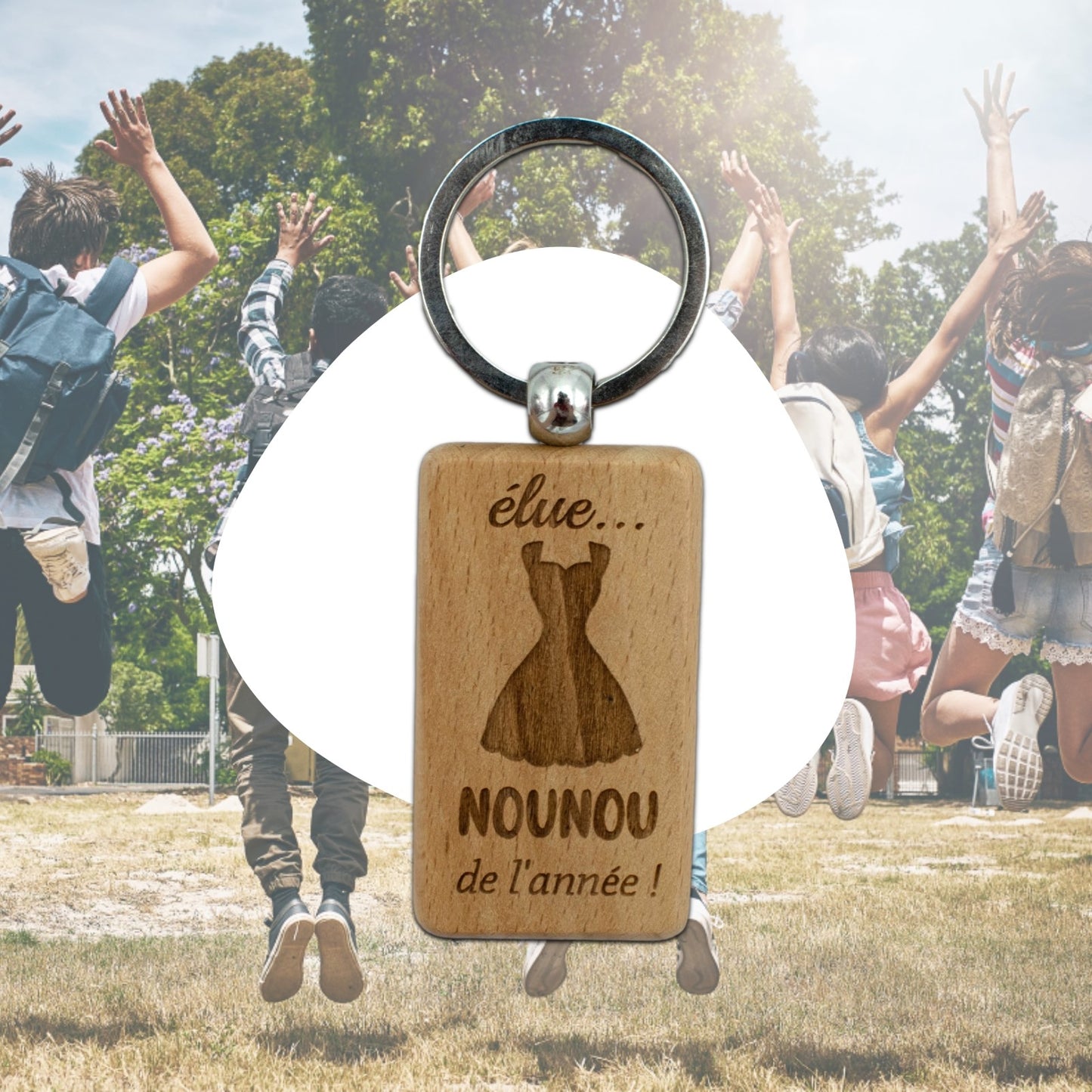 PORTE-CLEFS RECTANGLE EN BOIS - NOUNOU - ELUE