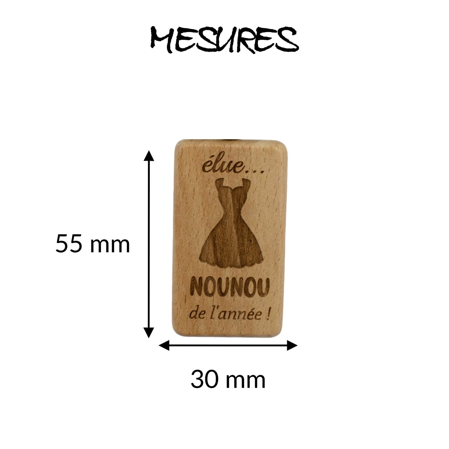 PORTE-CLEFS RECTANGLE EN BOIS - NOUNOU - ELUE