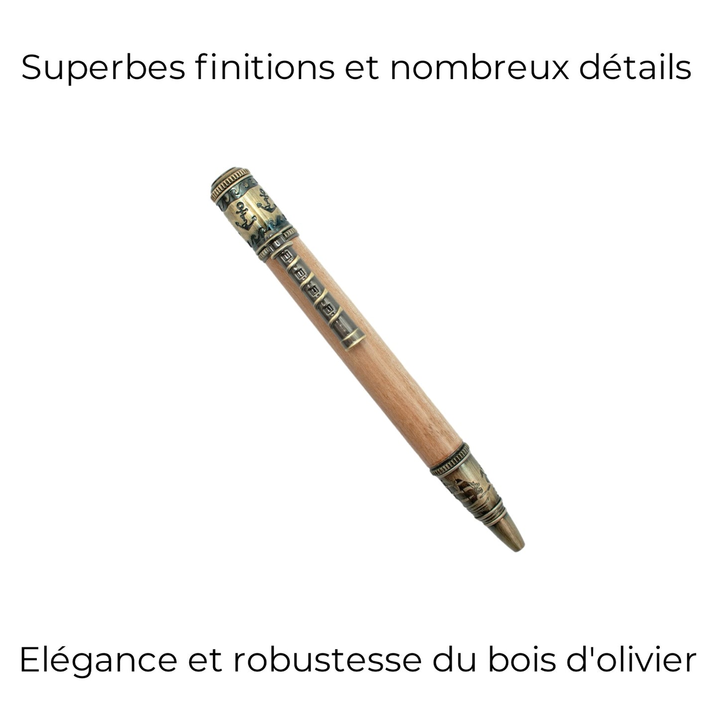STYLO EN BOIS D'OLIVIER - MODELE NAVIGATION
