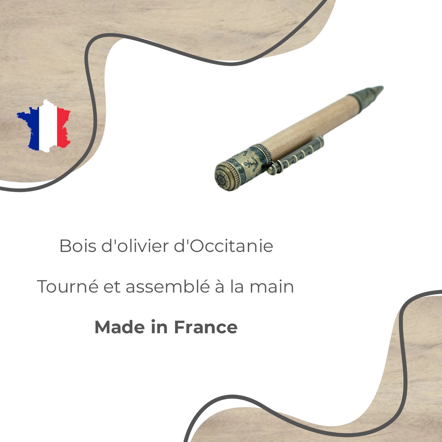 STYLO EN BOIS D'OLIVIER - MODELE NAVIGATION