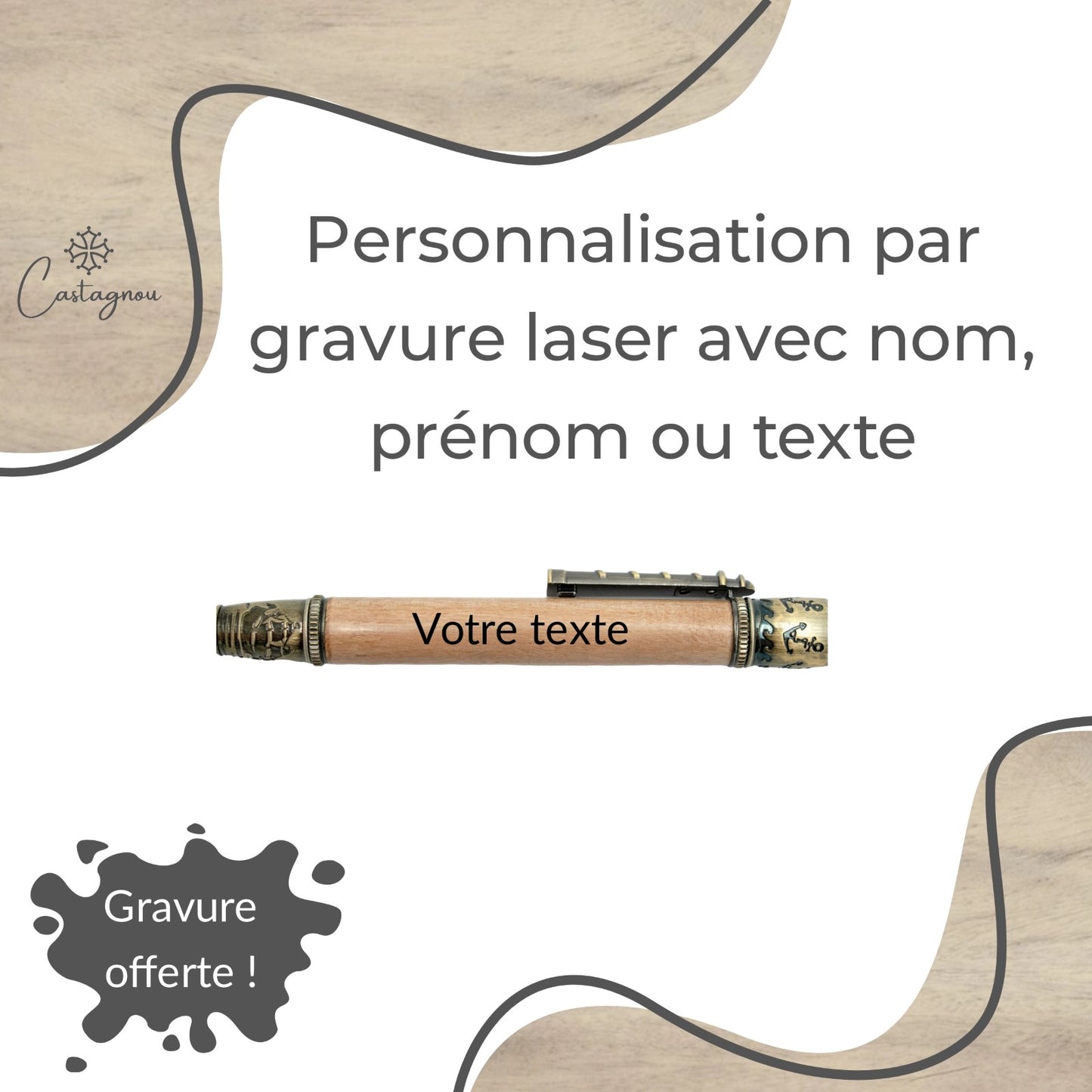 STYLO EN BOIS D'OLIVIER - MODELE NAVIGATION