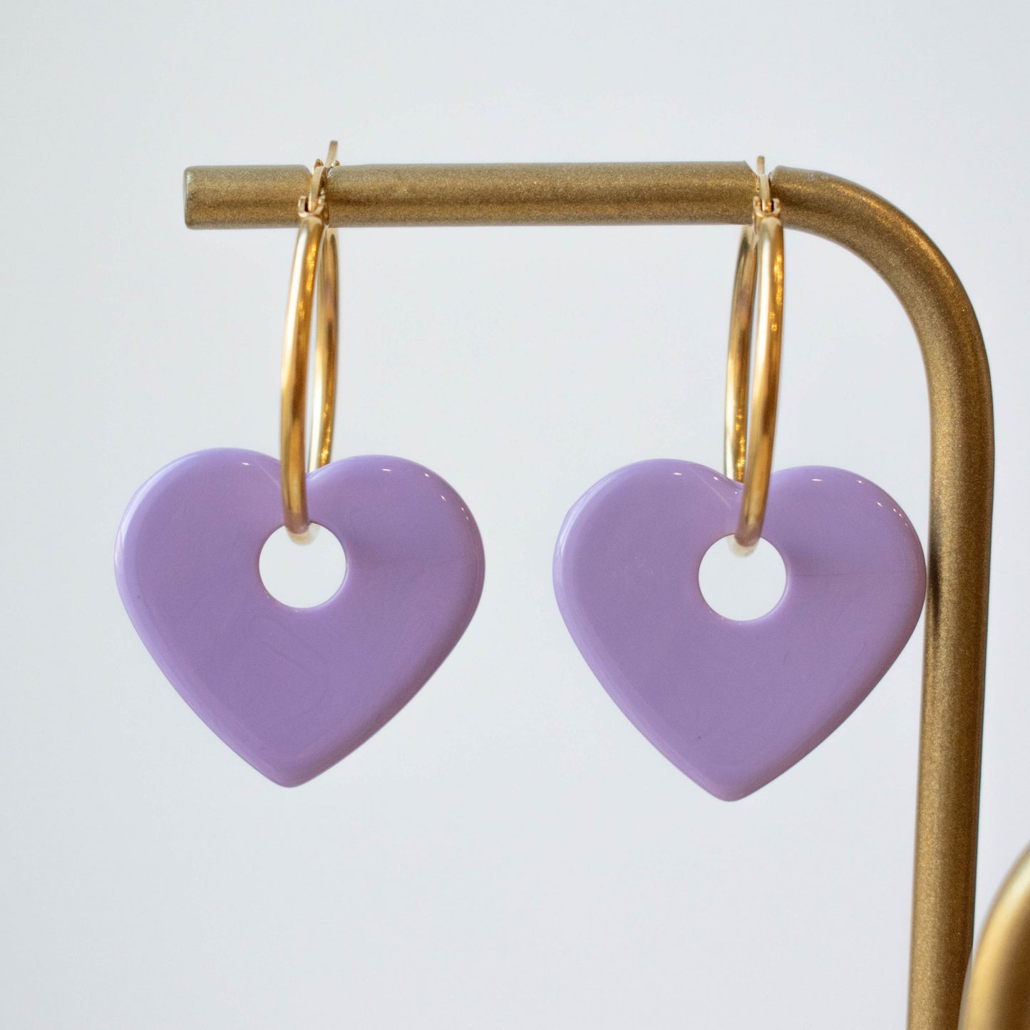 BOUCLES D'OREILLES - CREOLES COEUR MAUVE