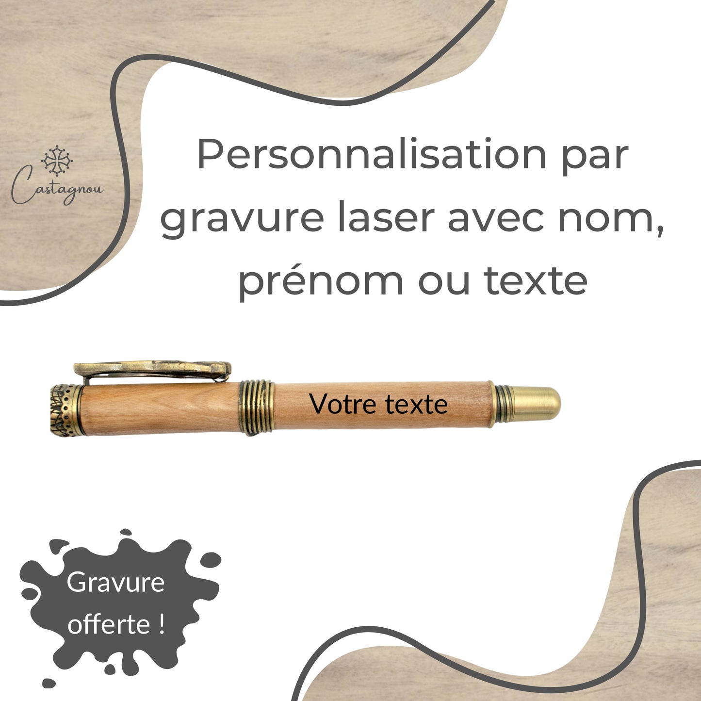 STYLO EN BOIS D'OLIVIER - MODELE COUTURE