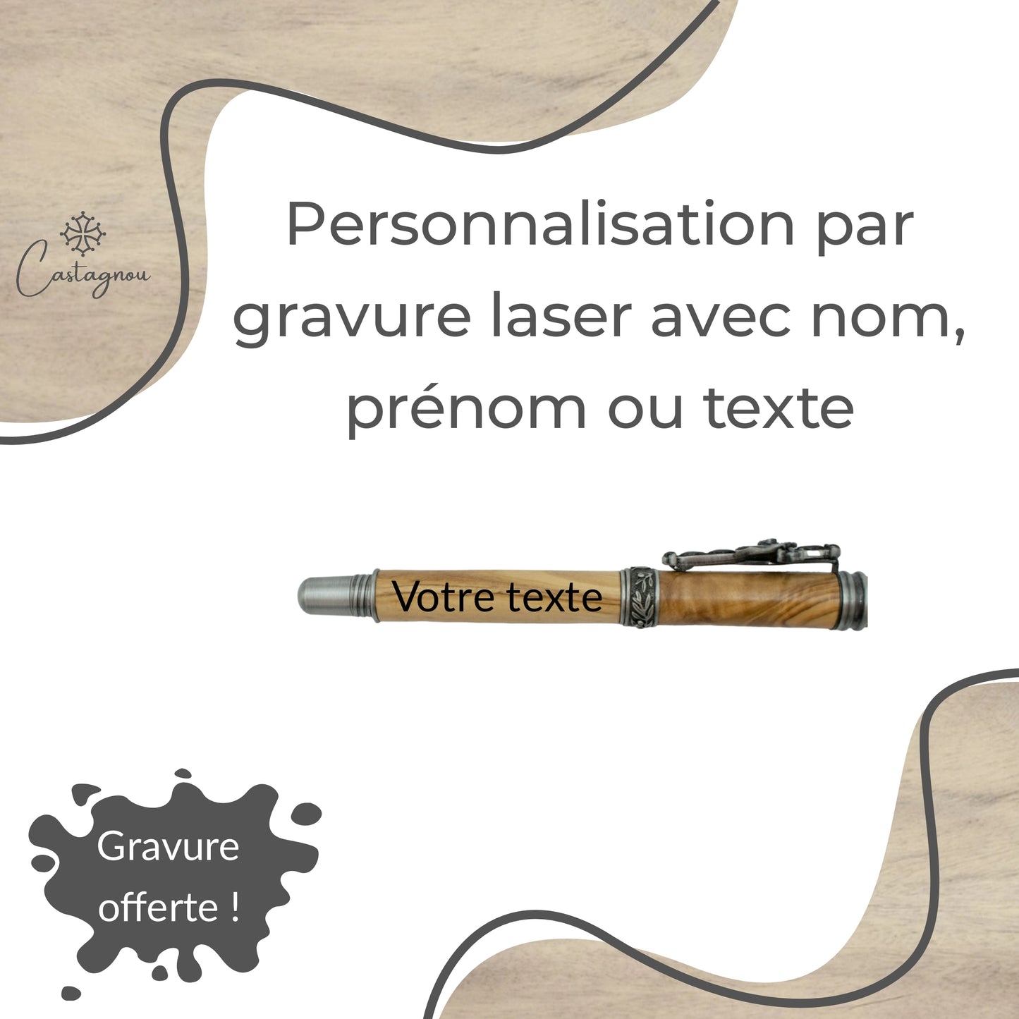 STYLO EN BOIS D'OLIVIER - MODELE AMAZING GRACE