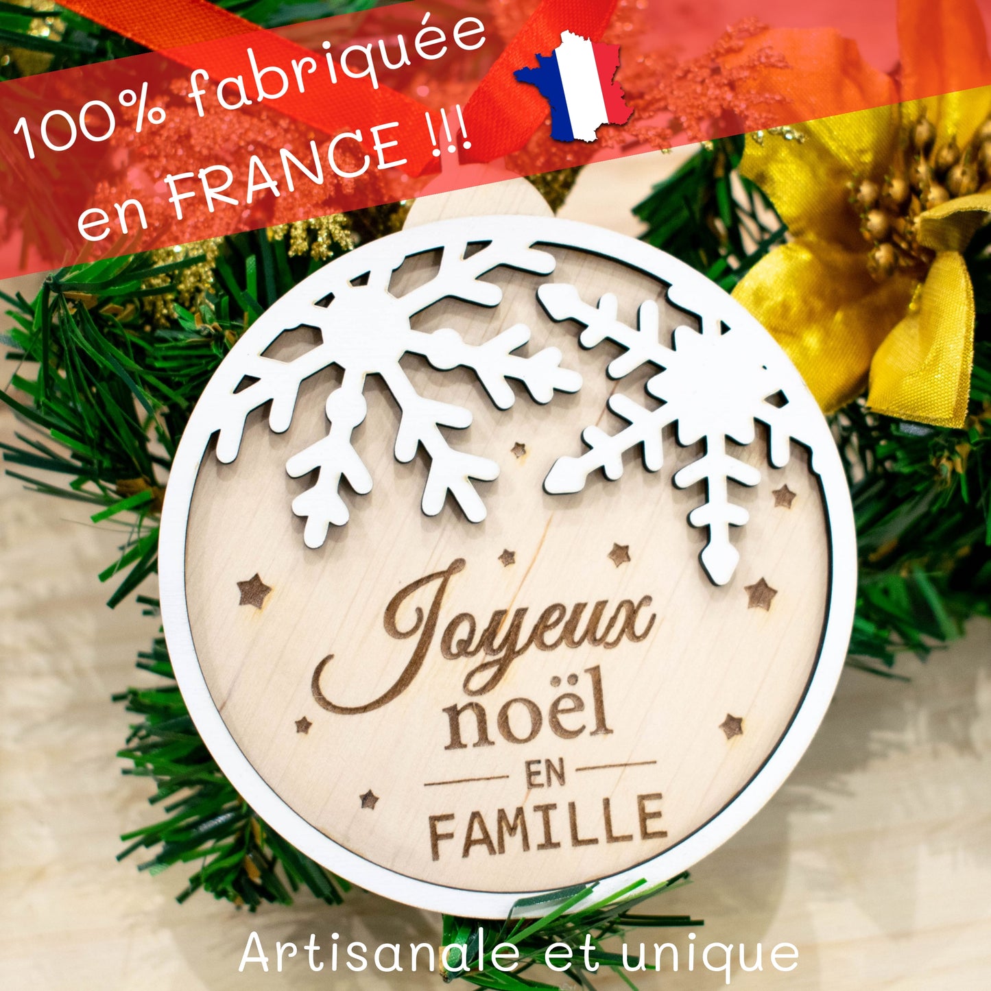 BOULE DE NOËL "FAMILLE" - JOYEUX NOËL