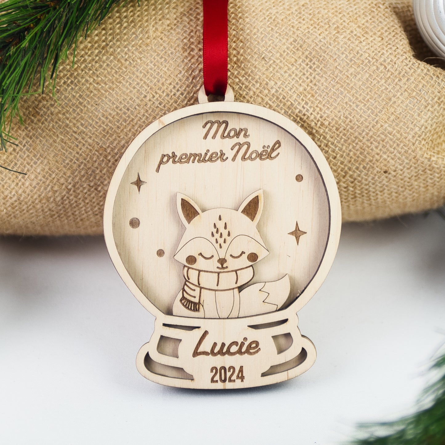 BOULE DE NOËL PERSONNALISÉE - MON PREMIER NOËL (boule à neige renard)