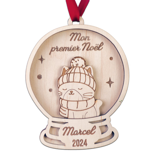 BOULE DE NOËL PERSONNALISÉE - MON PREMIER NOËL (boule à neige chat)