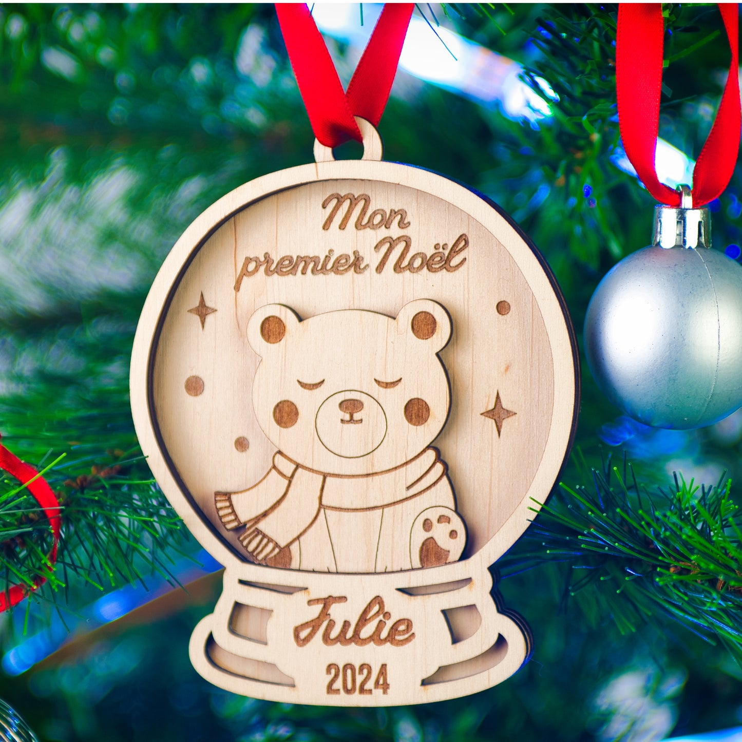BOULE DE NOËL PERSONNALISÉE - MON PREMIER NOËL (boule à neige ours)