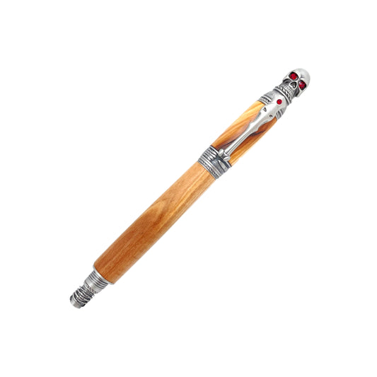 STYLO EN BOIS D'OLIVIER - MODELE BIG SKULL