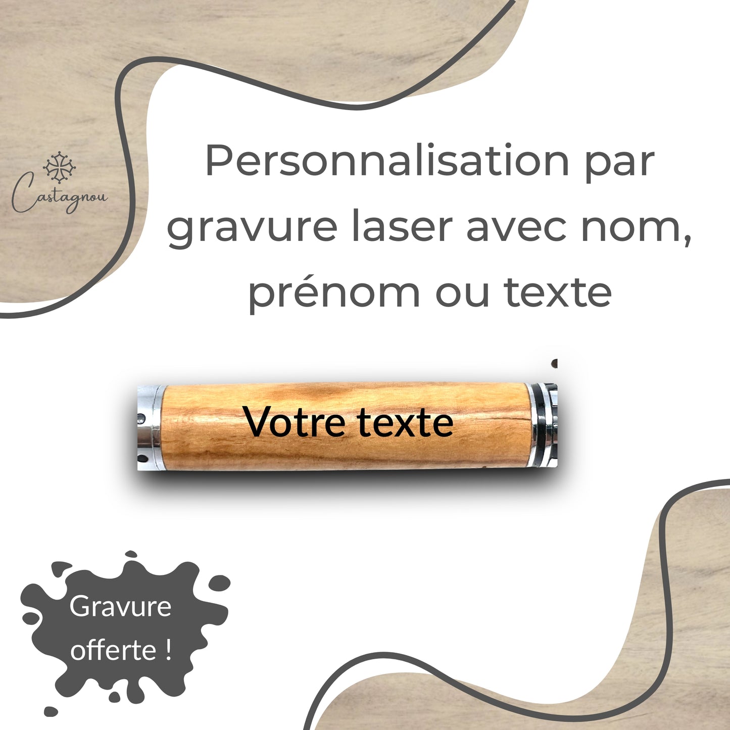 STYLO EN BOIS D'OLIVIER - MODELE FORMULE 1
