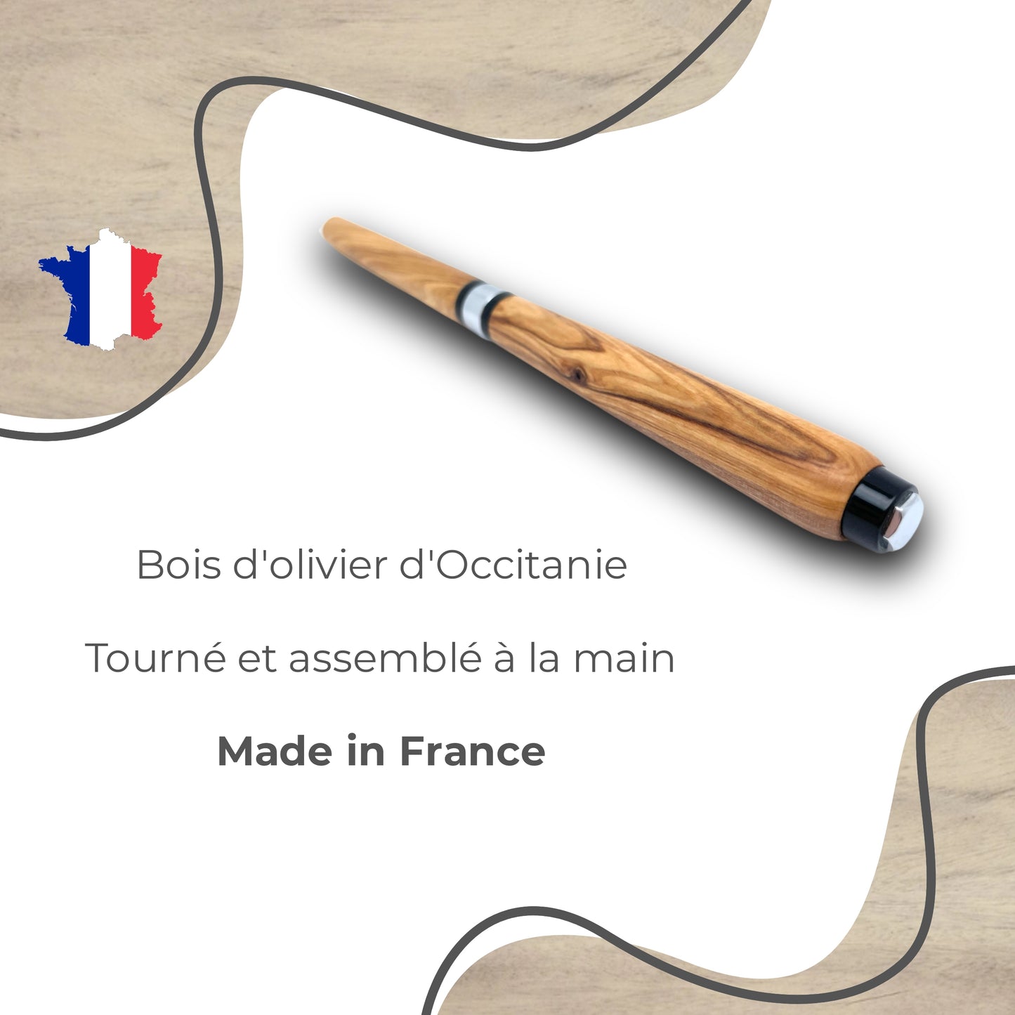 STYLO EN BOIS D'OLIVIER - MODELE BILLARD