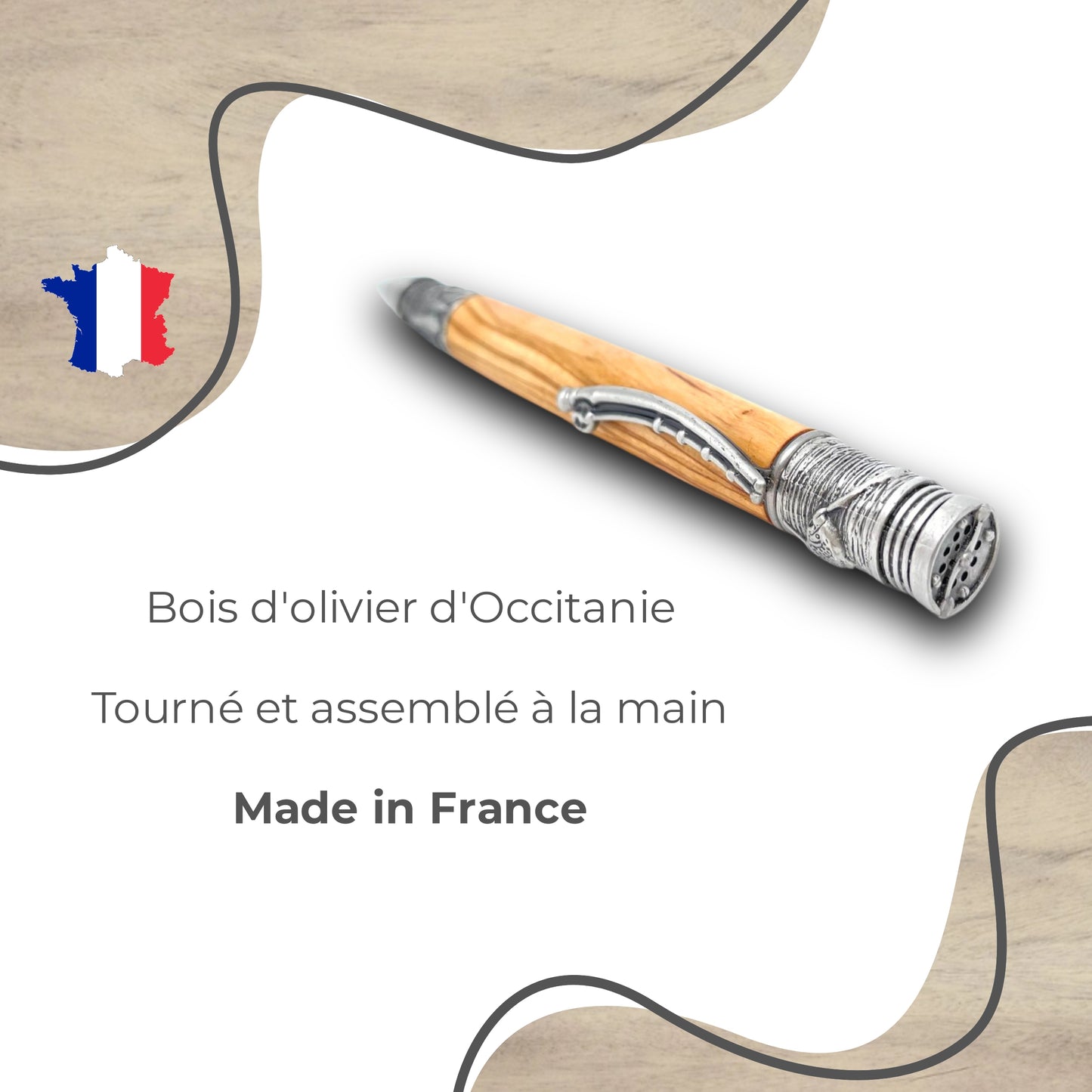 STYLO EN BOIS D'OLIVIER - MODELE PECHE