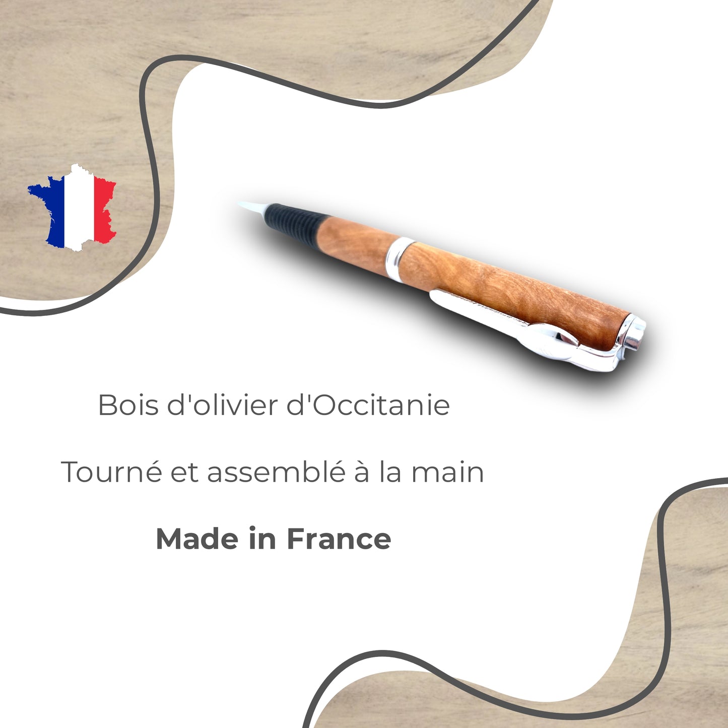 STYLO EN BOIS D'OLIVIER - MODELE RUGBY
