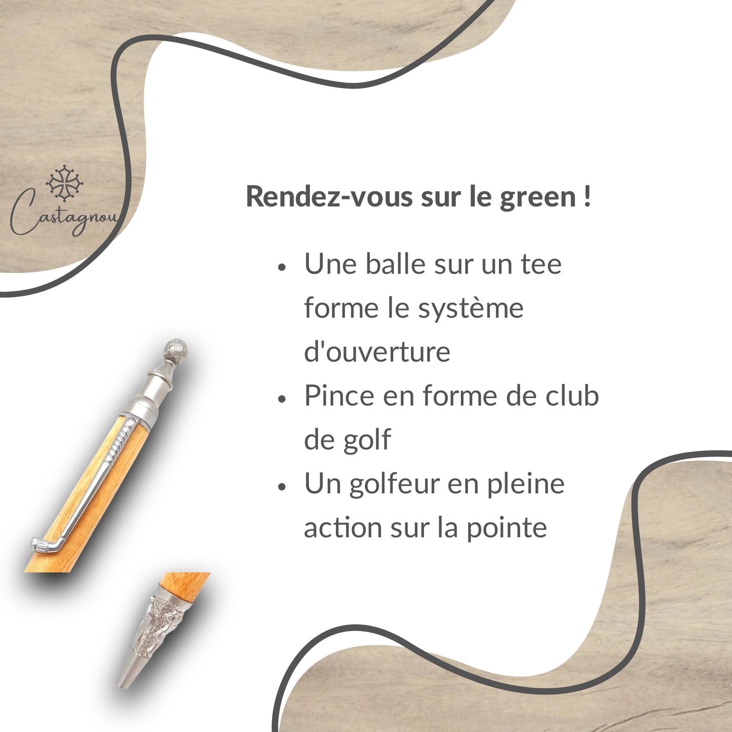 STYLO EN BOIS D'OLIVIER - MODELE GOLF