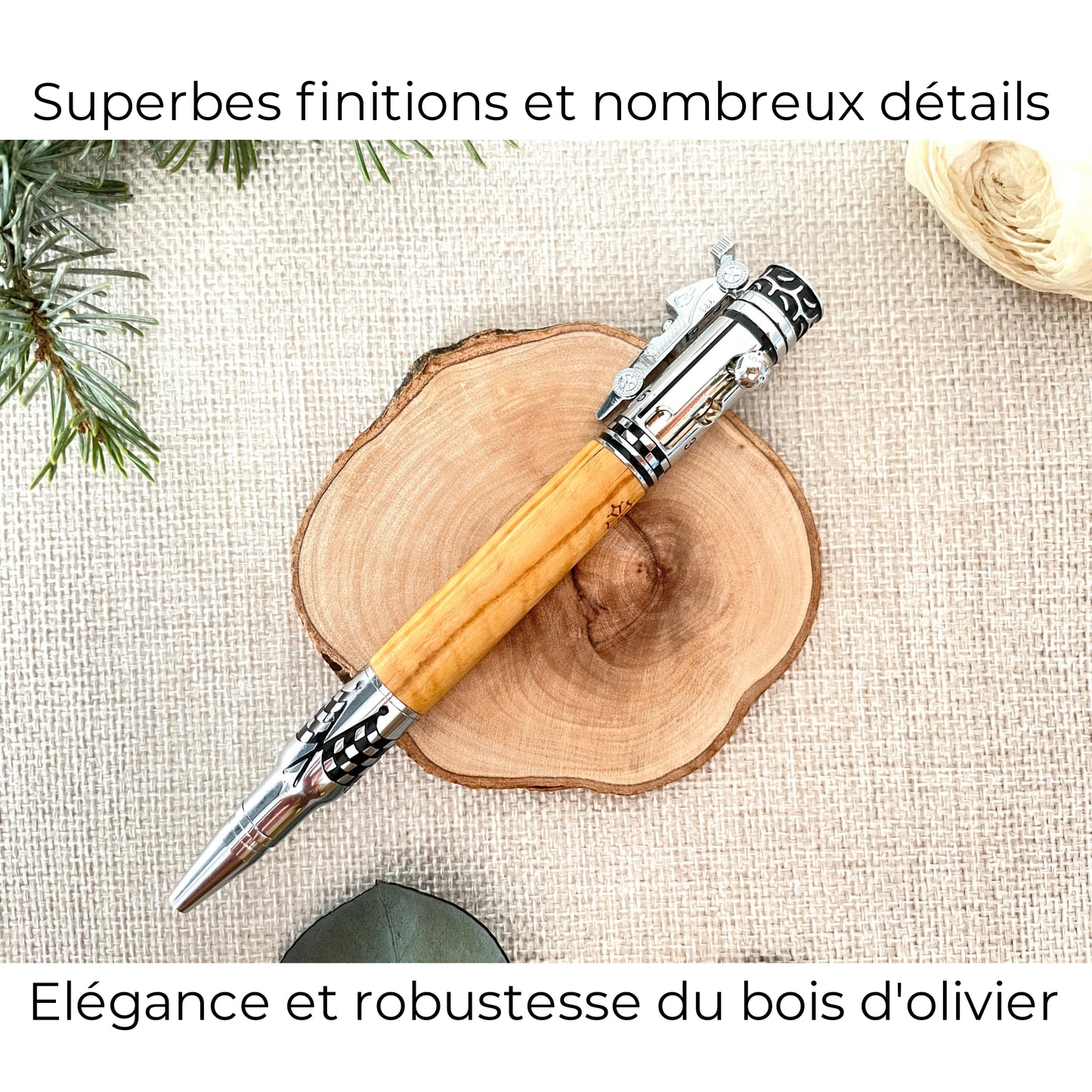 STYLO EN BOIS D'OLIVIER - MODELE FORMULE 1