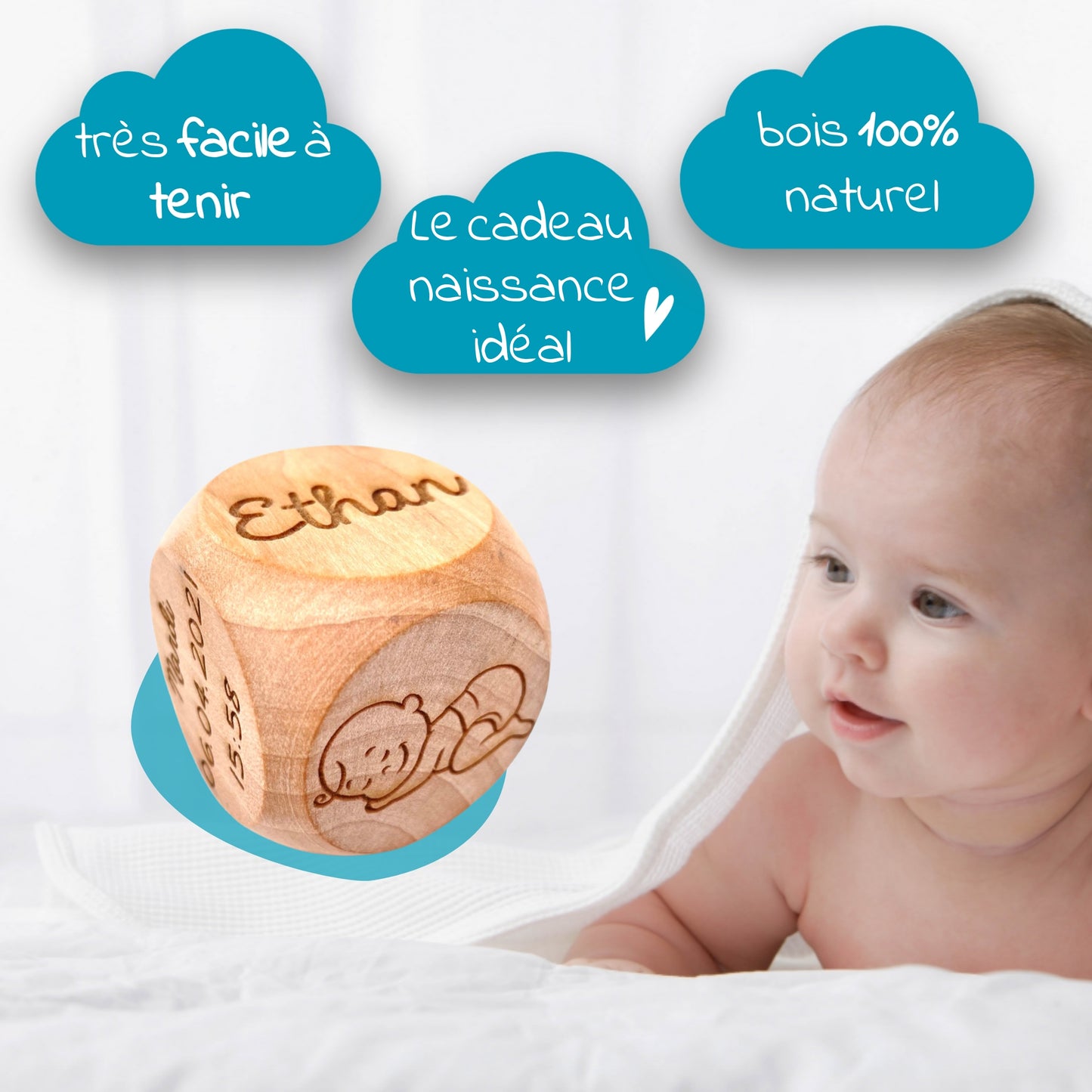 CUBE NAISSANCE 4CM - PERSONNALISABLE