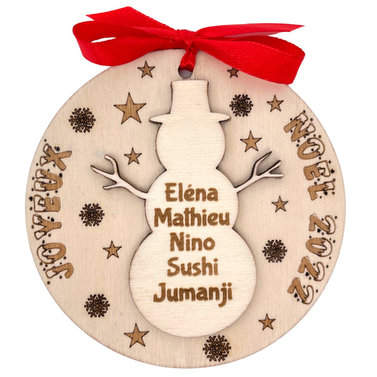 BOULE DE NOËL "FAMILLE" - PERSONNALISABLE - BONHOMME DE NEIGE