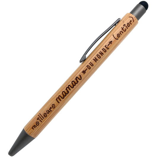 STYLO BAMBOU AVEC EMBOUT TACTILE - MAMAN - MEILLEURE DU MONDE