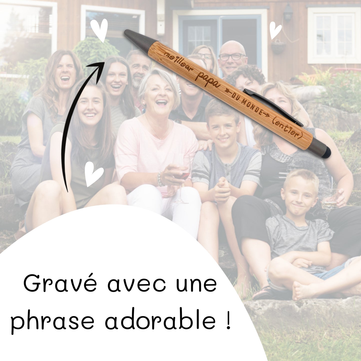 STYLO BAMBOU AVEC EMBOUT TACTILE - PAPA - MEILLEUR DU MONDE ENTIER