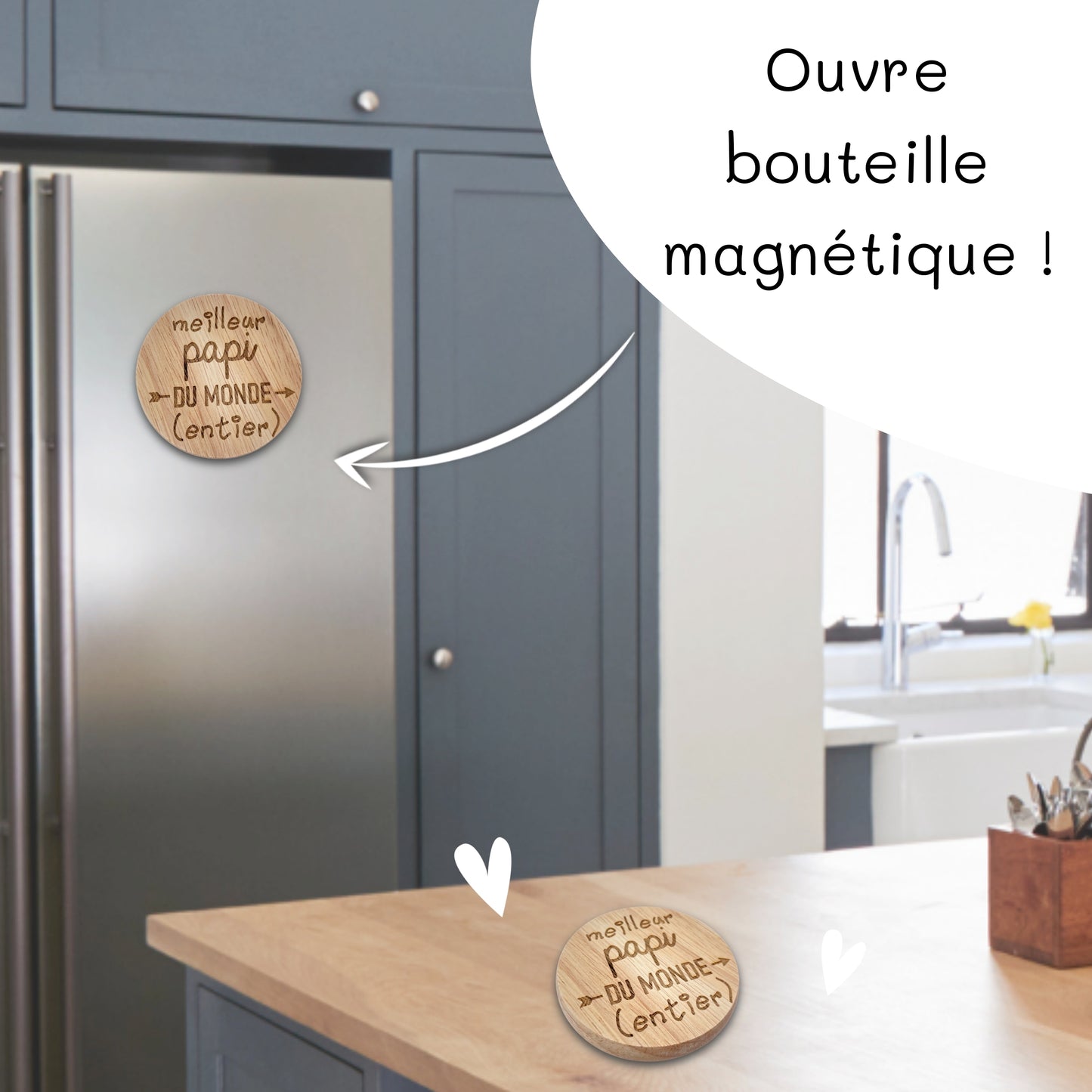 DECAPSULEUR MAGNETIQUE EN BOIS - PAPI - MEILLEUR DU MONDE ENTIER