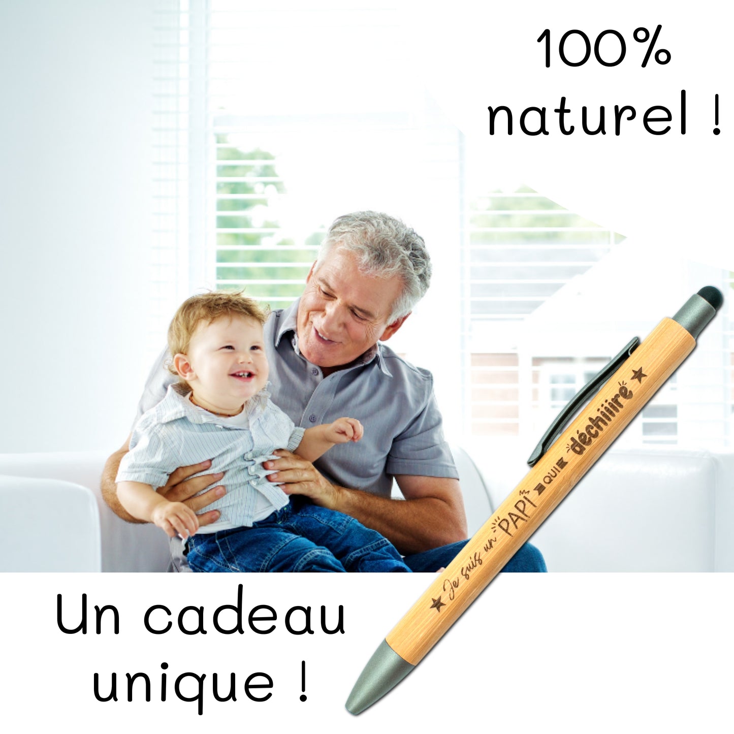 STYLO BAMBOU AVEC EMBOUT TACTILE - PAPI - DECHIRE
