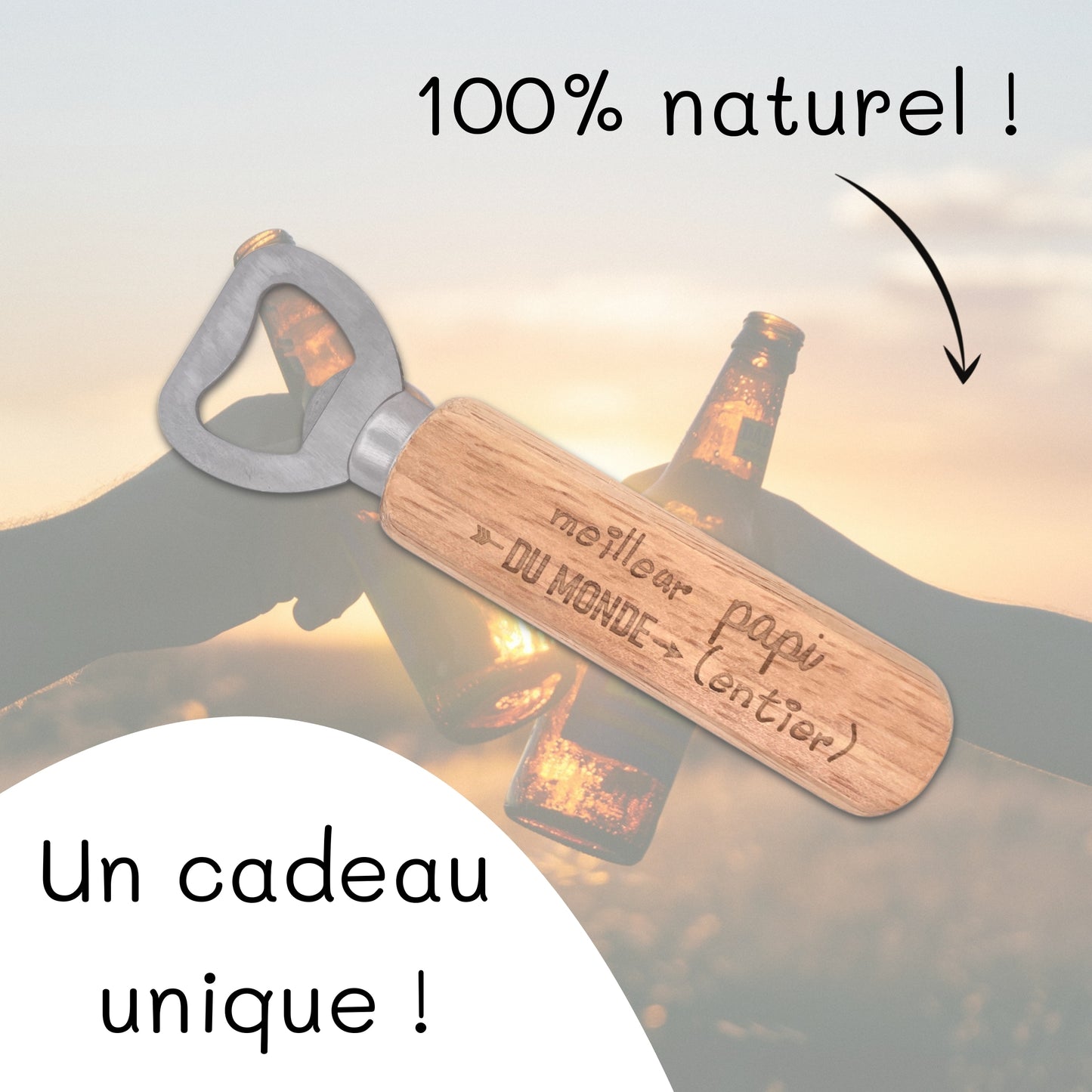DECAPSULEUR MANCHE BOIS - PAPI - MEILLEUR DU MONDE ENTIER