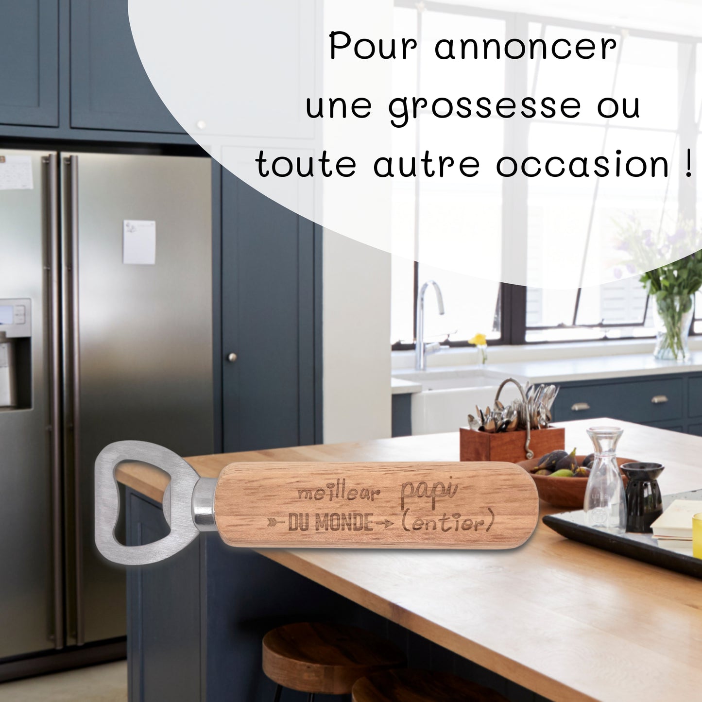 DECAPSULEUR MANCHE BOIS - PAPI - MEILLEUR DU MONDE ENTIER